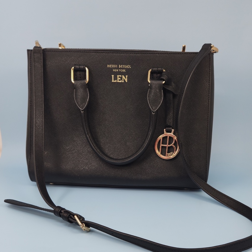 HENRI BENDEL West 57th Turnlock Crossbody Messenger Leather Satchel Bag